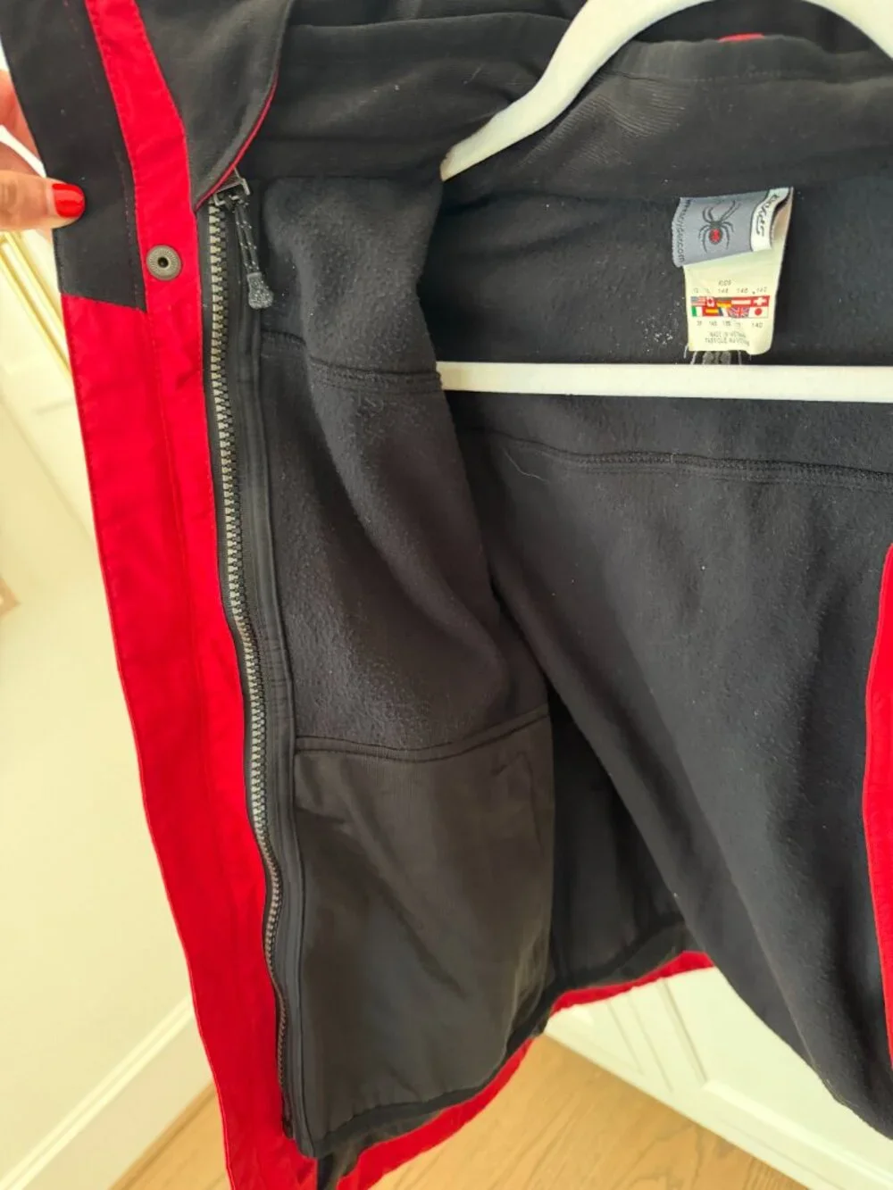 Spyder Youth Ski Jacket | Red, Black, and Gray | Size Youth 12 + Columbia Fleece